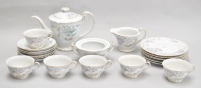 A floral decorated porcelain tea set, unmarked but possibly Japanese.