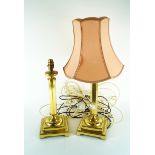 A pair of brass table lamps