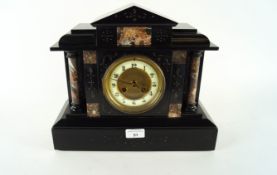 A French slate clock by L P Japy & Co, 1878, with key,