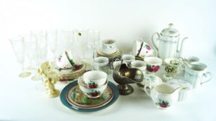 A tea set and other items