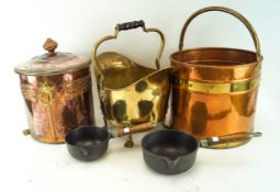 A coal scuttle and other items