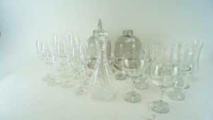 A large collection of wine glasses