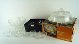 A boxed Stuart crystal bowl and other glassware