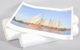 A quantity of assorted prints mostly ship related with some diagrams of boats.