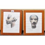 Two pastel Egyptian portrait studies signed.