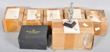 A collection of seven Royal Hampshire Art Foundry silver plated soldier model figures,