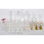 A collection of assorted glass ware to include four decanters.