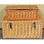 A wicker linen basket,