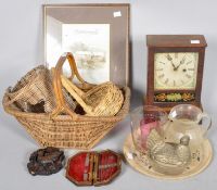 A verre eglomise panel clock and other items