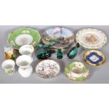 A collection of assorted china to include pennance pots,