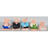 A full set of five Natwest pigs money banks/boxes.
