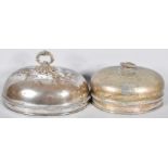 Two Sheffield plate meat domes, both A/F.