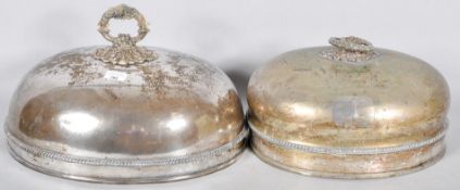 Two Sheffield plate meat domes, both A/F.