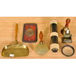 A collection of brassware and other items, to include an Indian warming pan, a shovel,