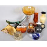 A group of art glass and other items