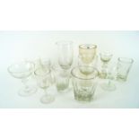 Two 19th Century Toastmasters port glasses along with other glasses