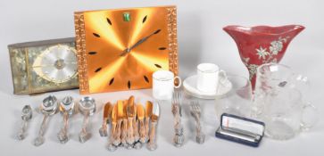 A collection of assorted items to include; flatware, Thomas part coffee service, harmonica and more