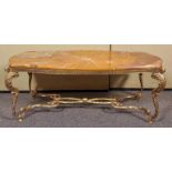 A 20th Century Louis XV style brass and onyx coffee table. Measures; 44cm x 113cm x 55cm.