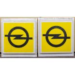 A pair of 1970's Opel Vauxhall square light box signs