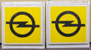 A pair of 1970's Opel Vauxhall square light box signs