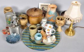 A collection of assorted studio art pottery stoneware and other items to include; cocktail shaker,