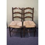 A mahogany carved hall chair along with two other. Hall chair measures; 90cm.