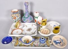 A group of pottery, including an Iznik style vase,