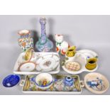 A group of pottery, including an Iznik style vase,