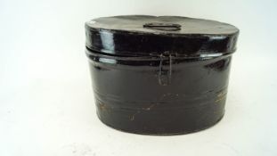 An ebonised tin hat box along with a Chubb & Sons Lock & Safe deed box.