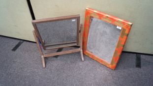 An oak swing frame mirror and another mirror