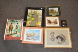 A collection of prints to include a wax drawing by INEZ