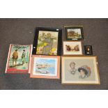 A collection of prints to include a wax drawing by INEZ