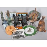 A collection of assorted items to include; a pair of Scottie dog bookends,