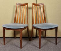 A set of four G Plan Fresco retro vintage teak wood dining chairs. Measures; 92cm high.