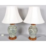 A pair of Chinese style baluster lamps