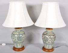 A pair of Chinese style baluster lamps