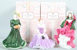 Three Coalport ladies including two boxed examples