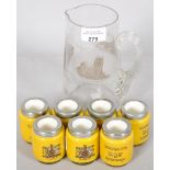 Babycham glasses, Colmans mustard pots and a French jug