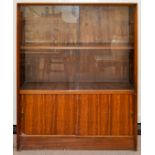 1960s mahogany veneered part glazed bookcase, 92cm wide,