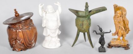 A blanc de chine figure and other items