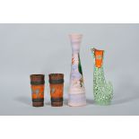 Two retro Vallauris vases along with a pair of beakers (4)