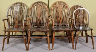 A set of six ash armchairs and two matching side chairs,