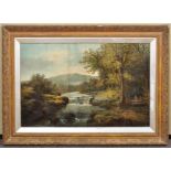 A 19th century framed and glazed print of a river scene.