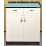 A formica topped kitchen unit having two drawers over cupboard. Measures; 91cm x 79cm x 53cm.