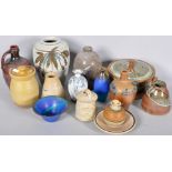 A collection of assorted studio art pottery stoneware vase and bowls.