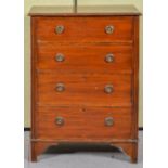 A mahogany chest of drawers having four straight drawers. Measures; 103cm x 76cm x 44cm.