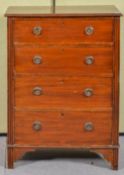 A mahogany chest of drawers having four straight drawers. Measures; 103cm x 76cm x 44cm.