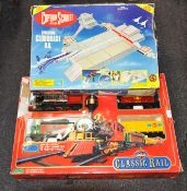 An Echo train set and a Captain Scarlett toy