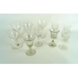 A collection of 19th century glasses (11) including a pair of rummers and a measuring glass