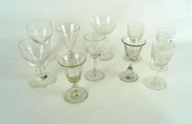 A collection of 19th century glasses (11) including a pair of rummers and a measuring glass